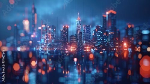 Wallpaper Mural Futuristic Cityscape with Neon Lights Torontodigital.ca