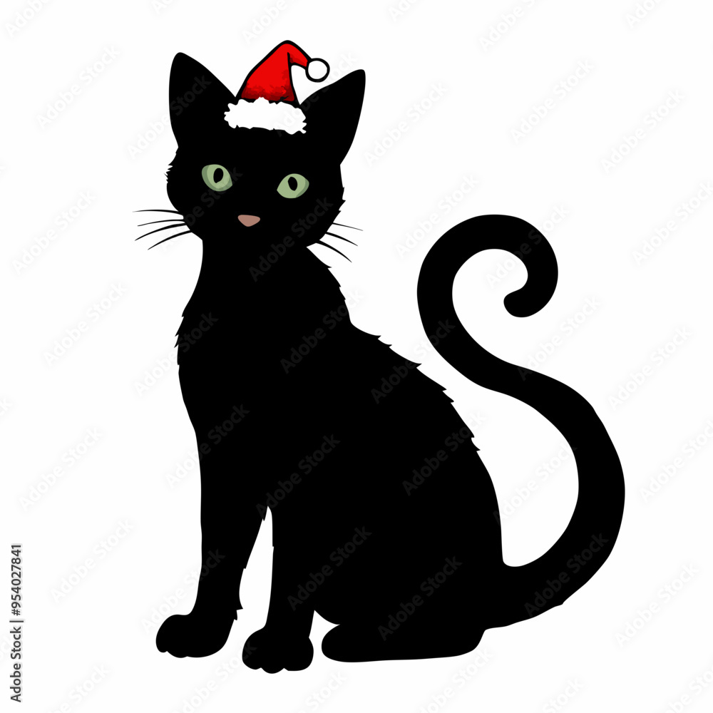Christmas cat vector, Hand Drawn Cats Vector Illustration, Christmas cat vector, Hand Drawn Cats Vector Illustration,