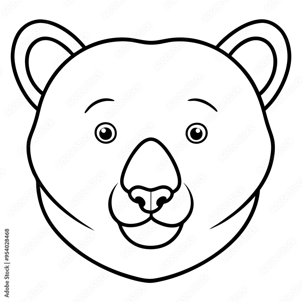 Obraz premium Minimalist line art of a bear cub face with a friendly expression