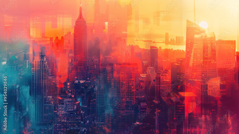 Obraz premium Urban Dreamscape with Abstract Elements