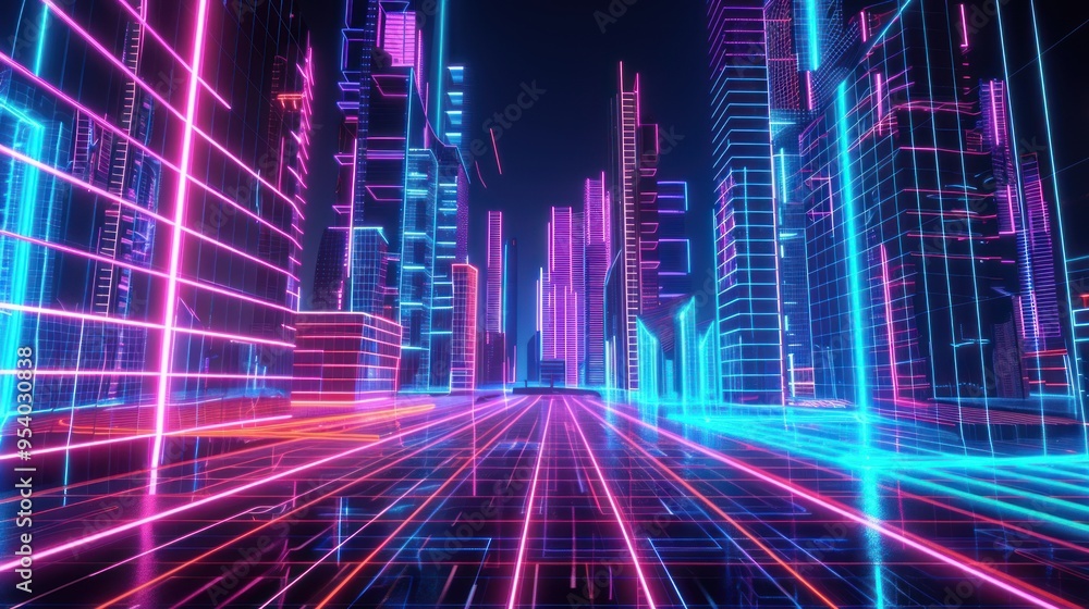 Neon Cityscape: A Futuristic View Neon Cityscape: A Futuristic View