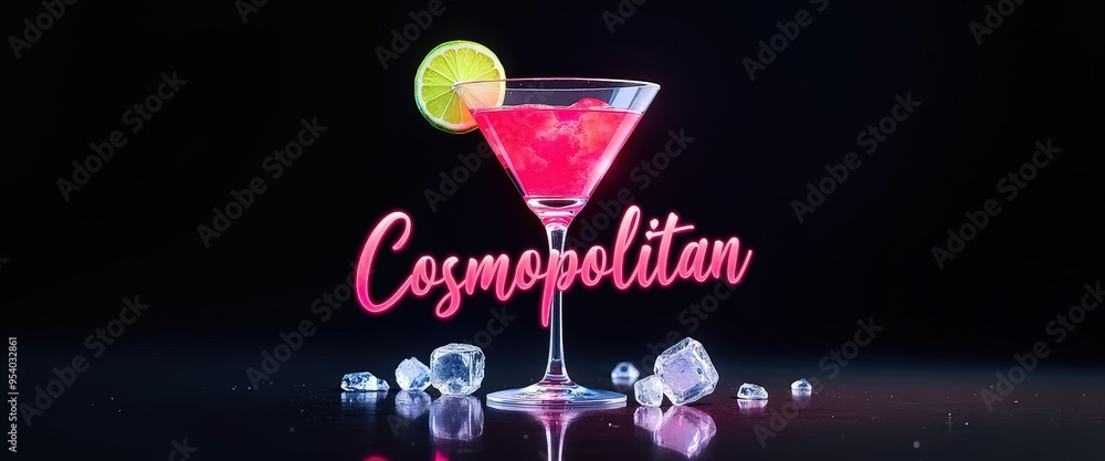 Cosmopolitan Cocktail with Lime and Ice Cosmopolitan Cocktail with Lime and Ice