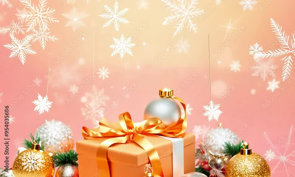 Abstract Peach Background with Scattered Snowflakes Abstract Peach Background with Scattered Snowflakes