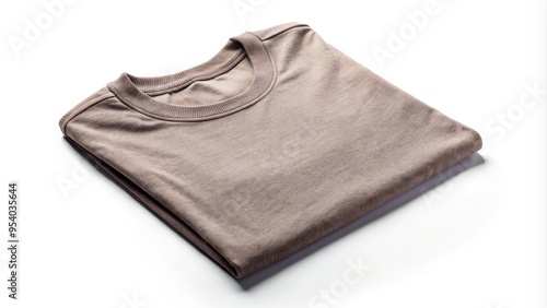 Classic crew-neck t-shirt with a neatly folded collar, creased and smooth, on a white background, showcasing a timeless and versatile casual wear fashion essential.