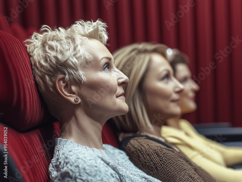 Old people watching a movie in the cinema photo