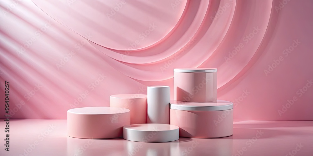 Stylish pink platforms on a wavy backdrop. Stylish pink platforms on a wavy backdrop.