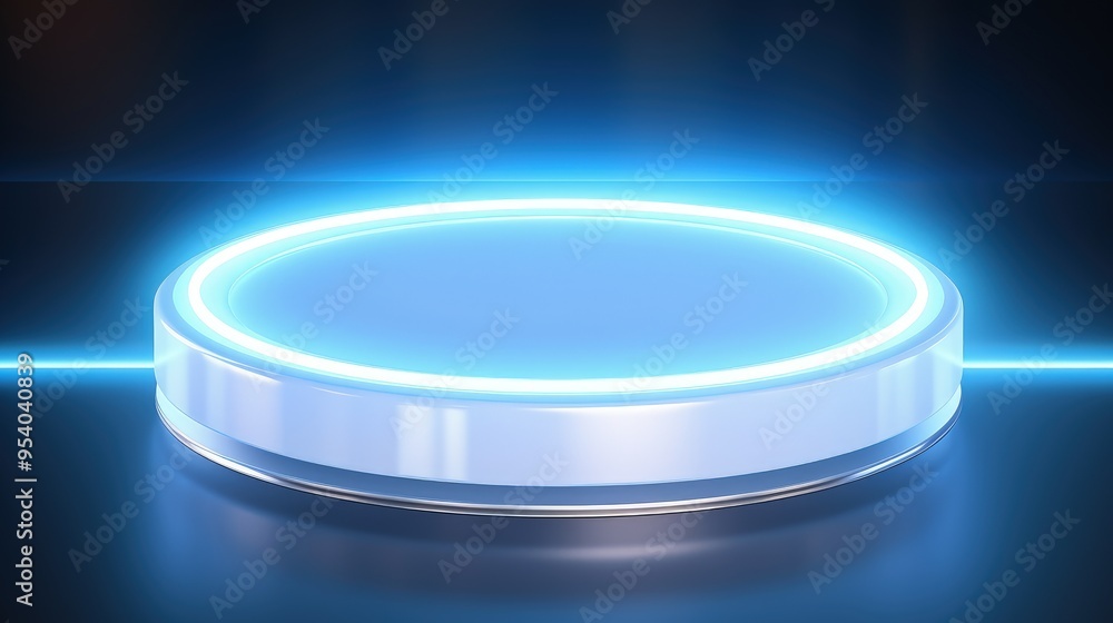 A glowing circular platform with a sleek design, ideal for showcasing products or presentations in a modern setting. A glowing circular platform with a sleek design, ideal for showcasing products or presentations in a modern setting.