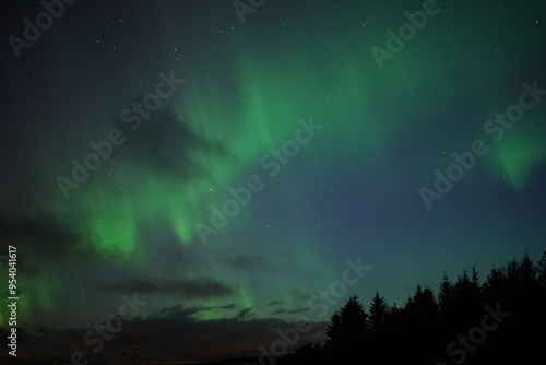 aurora borealis over the mountains