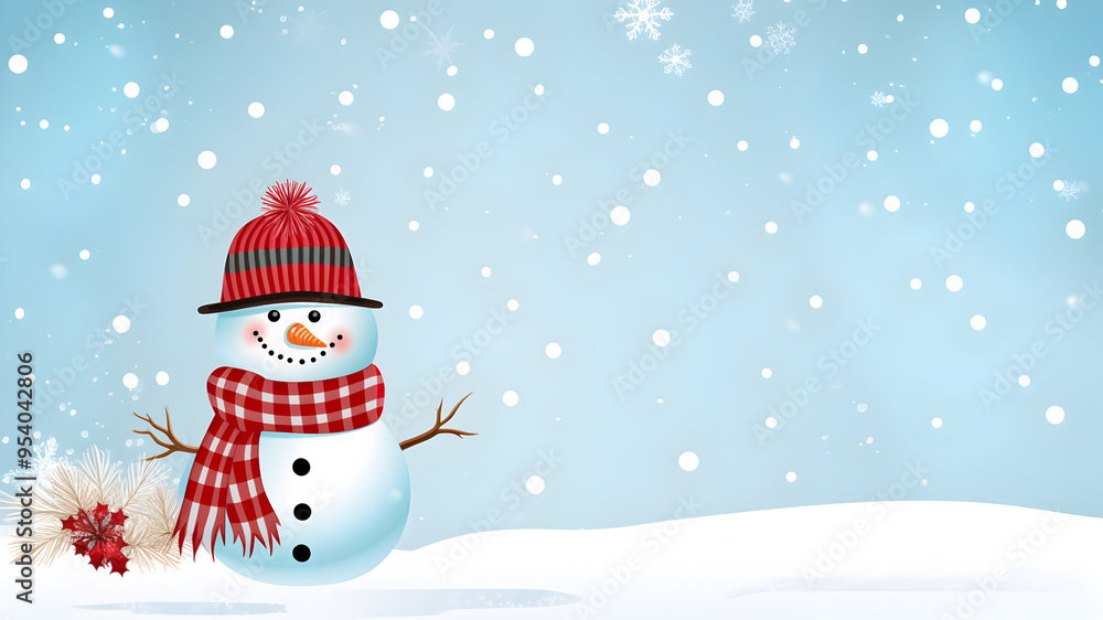 Christmas winter background with snowman. Merry Christmas and Happy New Year greeting card with copy-space. Christmas winter background with snowman. Merry Christmas and Happy New Year greeting card with copy-space.