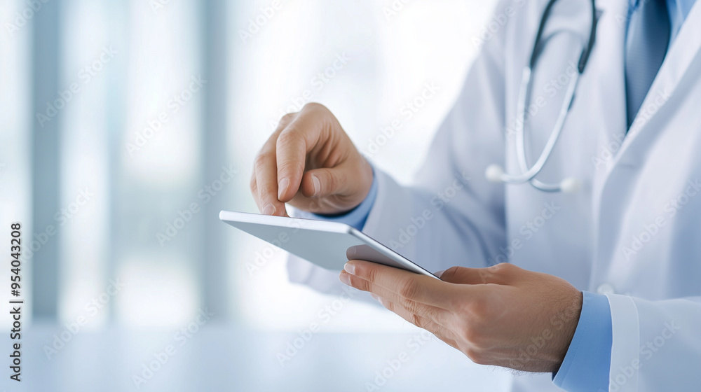 A doctor and patient sit side by side in a bright clinic room, reviewing medical information on a tablet. The doctorâs hands gently point to the screen, explaining treatment option A doctor and patient sit side by side in a bright clinic room, reviewing medical information on a tablet. The doctorâs hands gently point to the screen, explaining treatment option