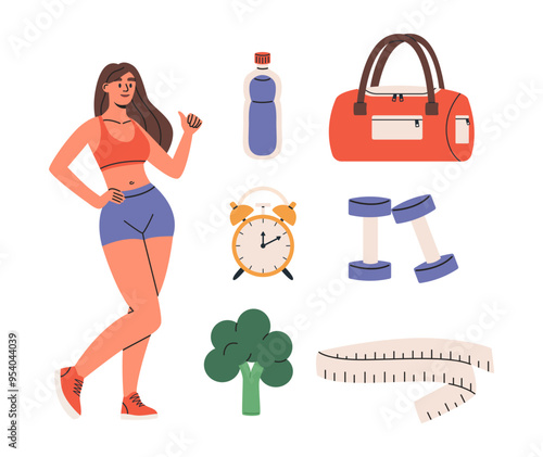 Weight loss illustration set