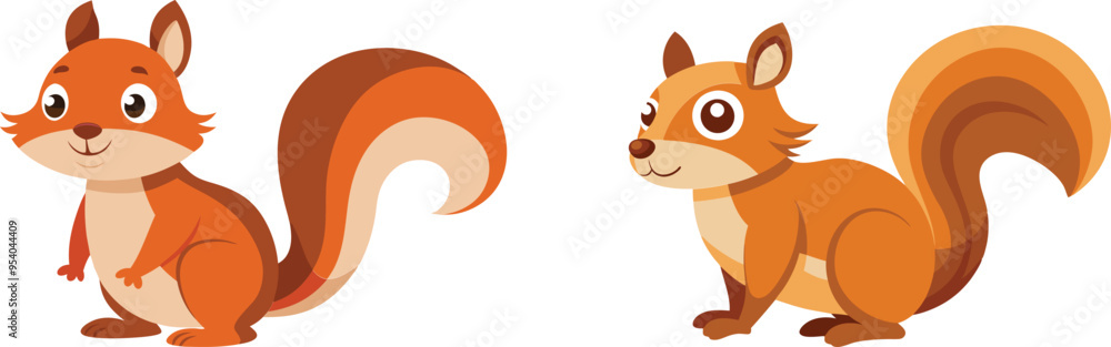 Fototapeta premium Vector of cartoon squirrel illustration on white 