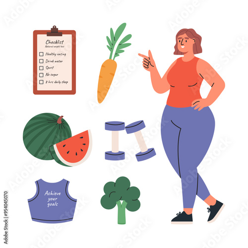 Weight loss illustration set
