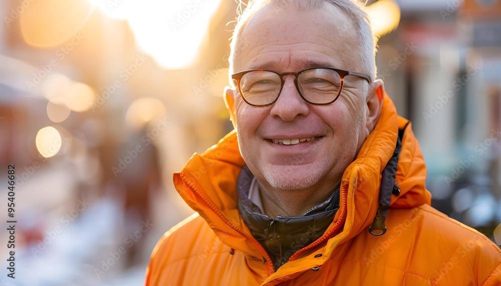 portrait of an old man wearing glasses and orange jacket portrait of an old man wearing glasses and orange jacket