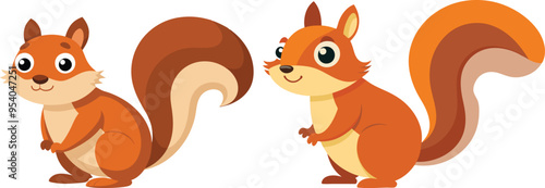 Vector of cartoon squirrel illustration on white 