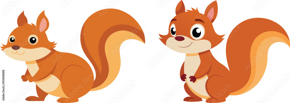 Fototapeta premium Vector of cartoon squirrel illustration on white 