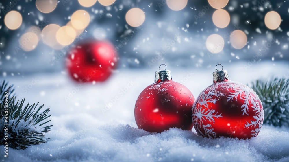 New Year's balls in the snow New Year's balls in the snow