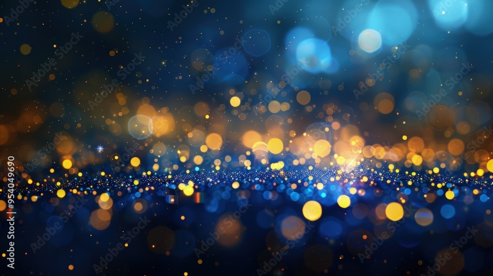 A vibrant, abstract background featuring a blend of blue and gold bokeh lights, creating a festive and dreamy atmosphere. A vibrant, abstract background featuring a blend of blue and gold bokeh lights, creating a festive and dreamy atmosphere.