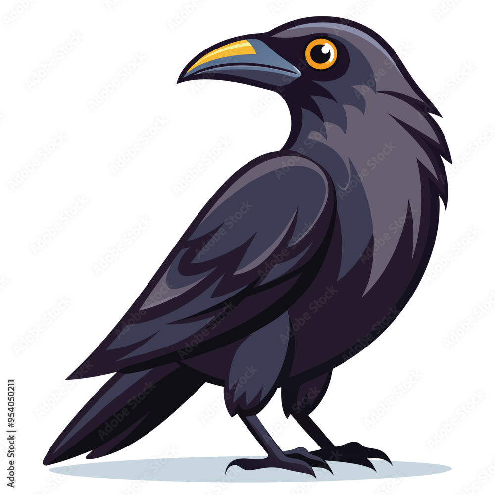 Fototapeta premium crow vector art illustration, smooth solid color and shape, isolated white background