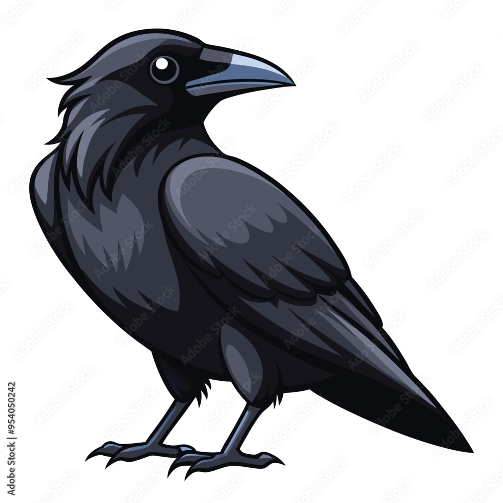 Obraz premium crow vector art illustration, smooth solid color and shape, isolated white background