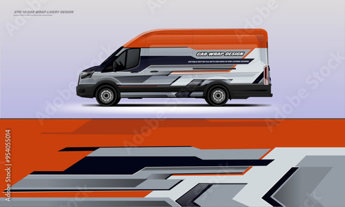 sporty van car wrab orange grey
