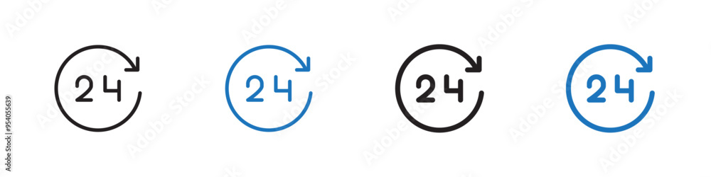 24 Hour icon Vector set outline 24 Hour icon Vector set outline