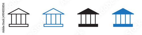 Bank icon Vector set outline
