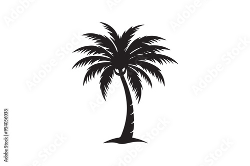 Coconut Palm tree silhouette vector illustration, Coconut tree silhouette, coconut tree silhouette png