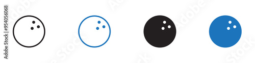 Bowling ball icon Vector set outline