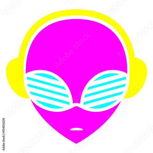 Alien Head DJ Monster Extraterrestrial Party Music Fun Headphone Sunglasses Music Listen Loud Bass Sound DJ Party Night Clubber Raver Disco Club Band Concert Techno Discothek Cool Love Humor Funny Fun