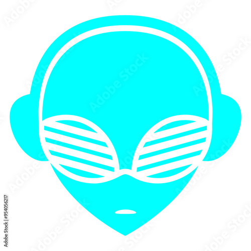 Alien Head DJ Monster Extraterrestrial Party Music Fun Headphone Sunglasses Music Listen Loud Bass Sound DJ Party Night Clubber Raver Disco Club Band Concert Techno Discothek Cool Love Humor Funny Fun