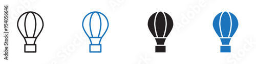 Hot air balloon icon Vector set outline
