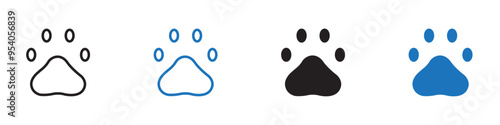 Paw icon Vector set outline