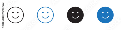 Smiley face icon Vector set outline