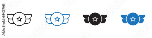 Star badge icon Vector set outline