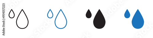 Water drops Vector set outline