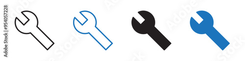 Wrench icon Vector set outline