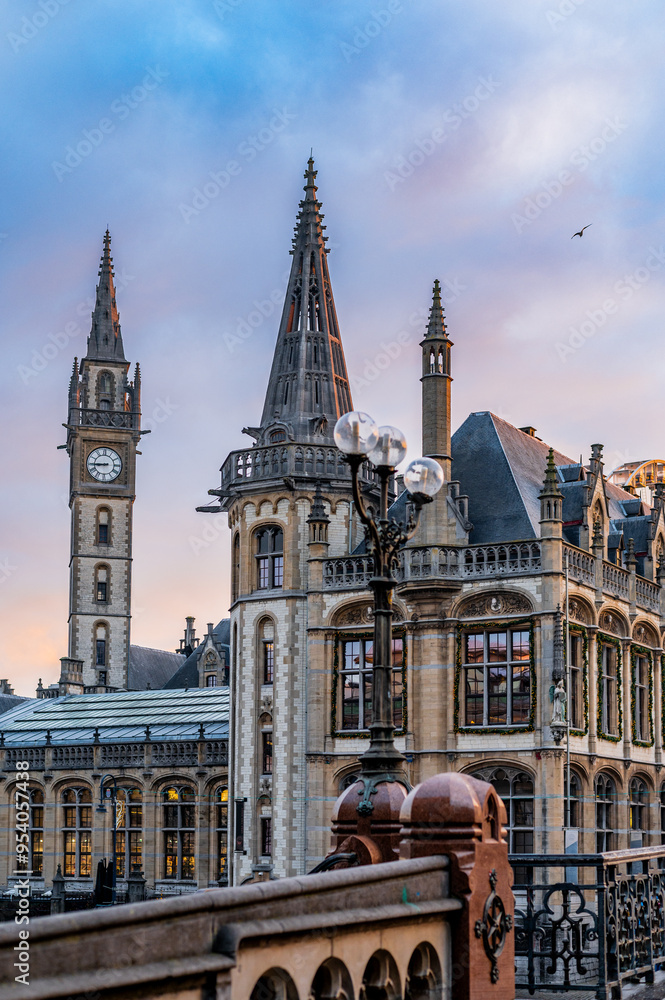 Fototapeta premium Christmas morning in Ghent, Belgium