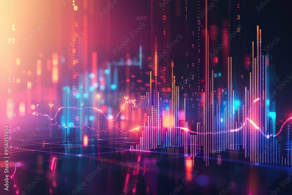 A computer generated image of a city with a lot of blue and orange lines, generative ai image A computer generated image of a city with a lot of blue and orange lines, generative ai image