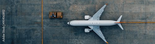 Aerial operations in cargo logistics, highlighting the complex operations involved in air cargo transport and delivery photo