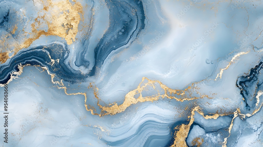 Abstract Swirling Blue and Gold Marble Pattern Abstract Swirling Blue and Gold Marble Pattern