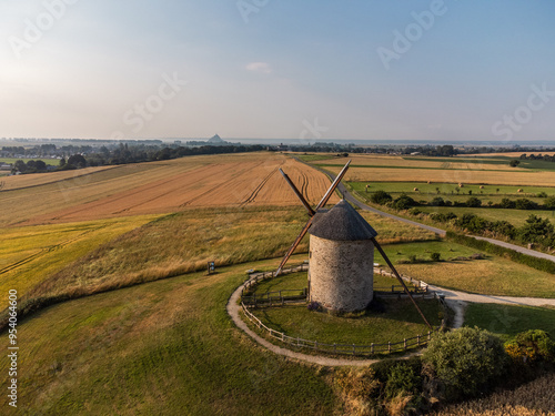 Pontorson Normandy France. Moulin de Moidrey Moidrey windmill, St Michel