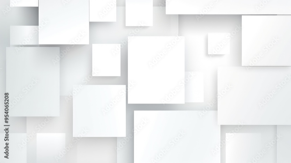 A modern abstract composition featuring overlapping white rectangles and squares, creating a clean and minimalist design. A modern abstract composition featuring overlapping white rectangles and squares, creating a clean and minimalist design.