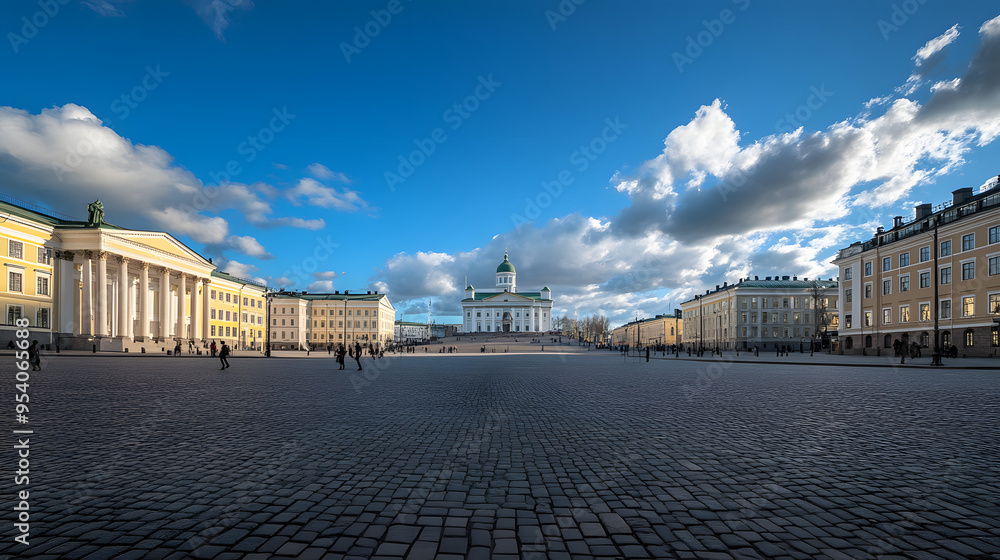 Helsinkis Helsinki Cathedral with the Senate Square in the foreground. Helsinkis Helsinki Cathedral with the Senate Square in the foreground.