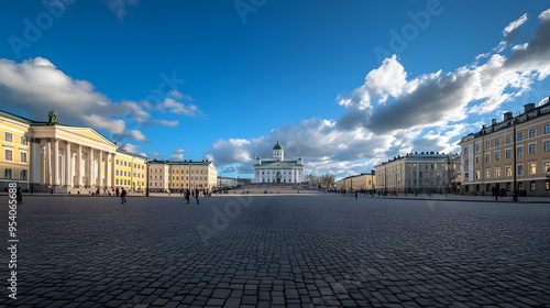 Helsinkis Helsinki Cathedral with the Senate Square in the foreground. photo