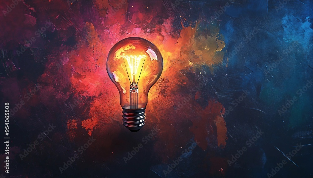Radiant Concepts: Top View of a Light Bulb with Abstract Ideas, top-down 3D view of a light bulb where the filament glows brightly, Radiant Concepts: Top View of a Light Bulb with Abstract Ideas, top-down 3D view of a light bulb where the filament glows brightly,