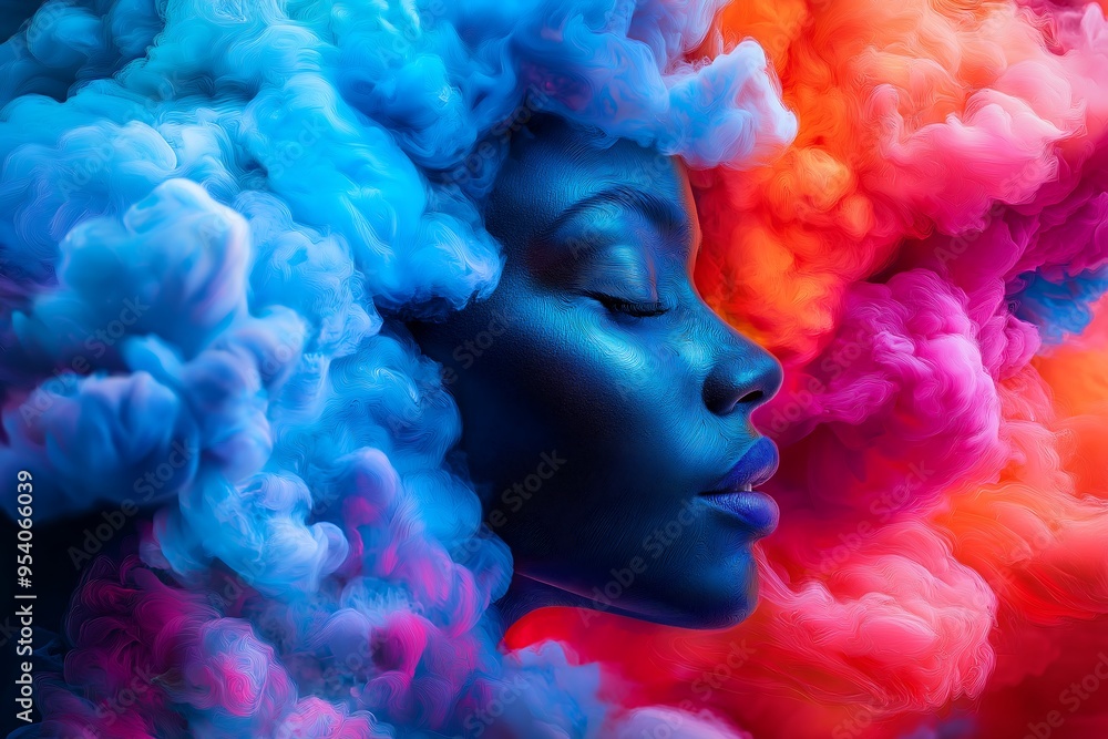 A colorful illustration of a close-up face portrait of a woman wearing aviator sunglasses A colorful illustration of a close-up face portrait of a woman wearing aviator sunglasses
