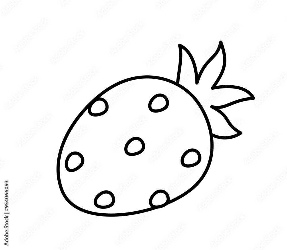 Coloring page. Strawberry. Black and white cartoon strawberry. Vector Coloring page. Strawberry. Black and white cartoon strawberry. Vector