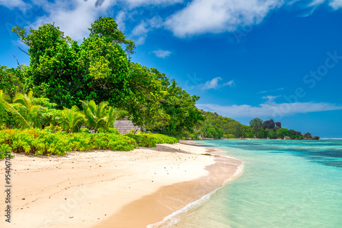 Amazing landscape of La Digue Island, Seychelles, Africa