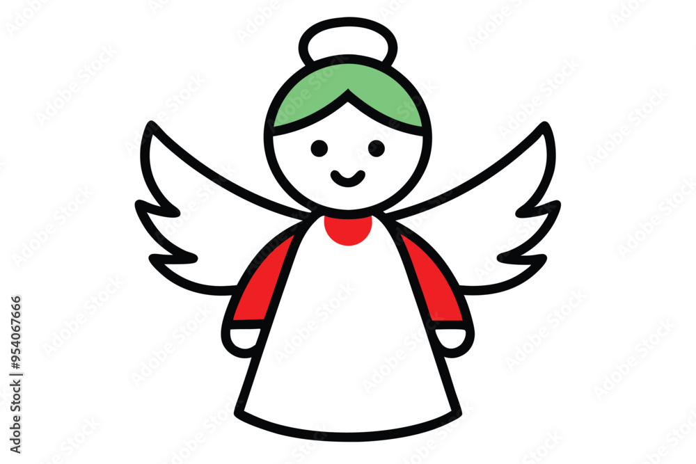 Christmas angel ornament vector line art, clipart illustration with isolated on white background Christmas angel ornament vector line art, clipart illustration with isolated on white background